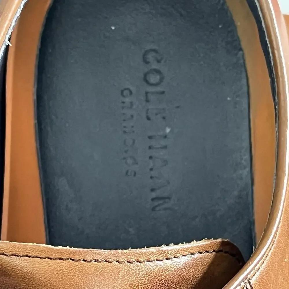 Cole Haan Grand.OS Lenox Hill Leather Dress Shoe Sz 13 Wide Cognac Cap Toe Derby